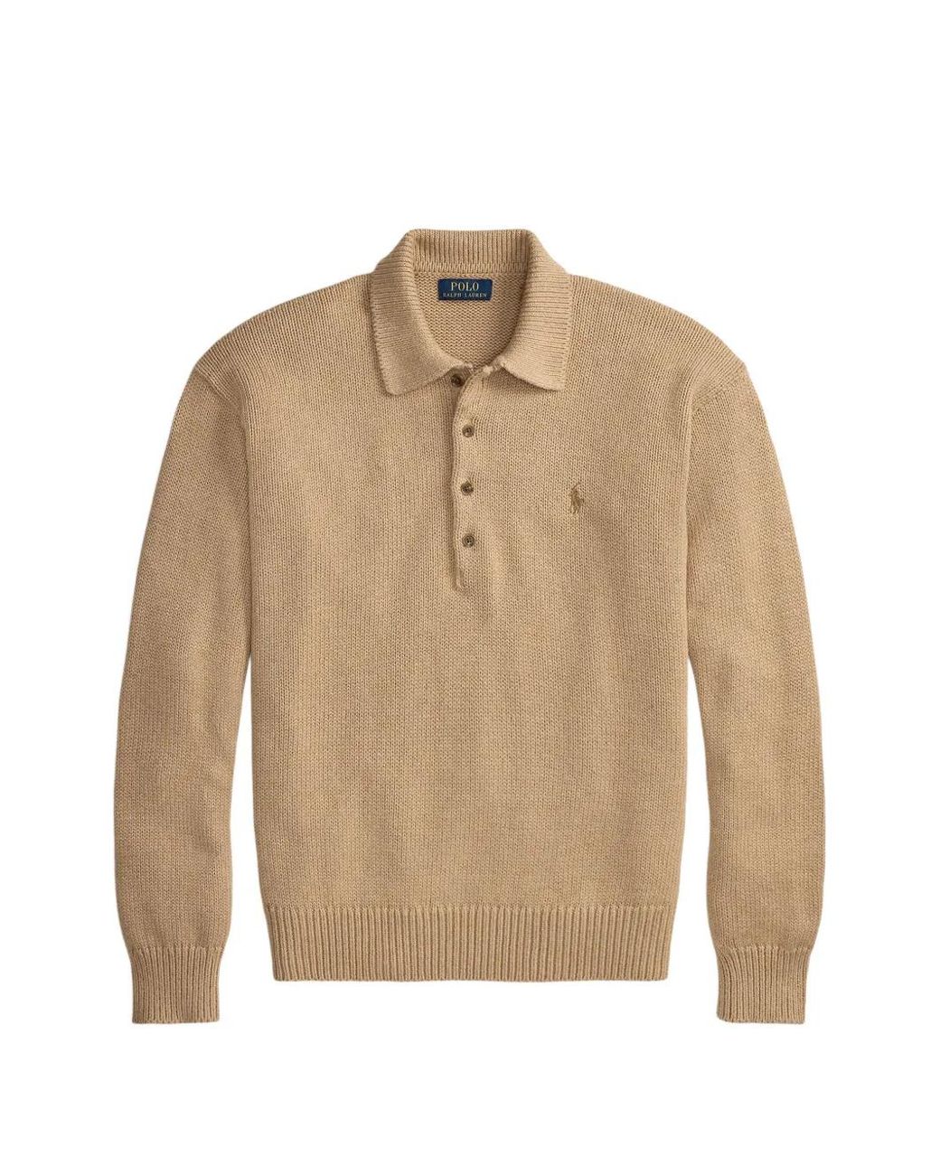 Polo Ralph Lauren Natural Logo-Embroidered Polo-Collar Sweater for men