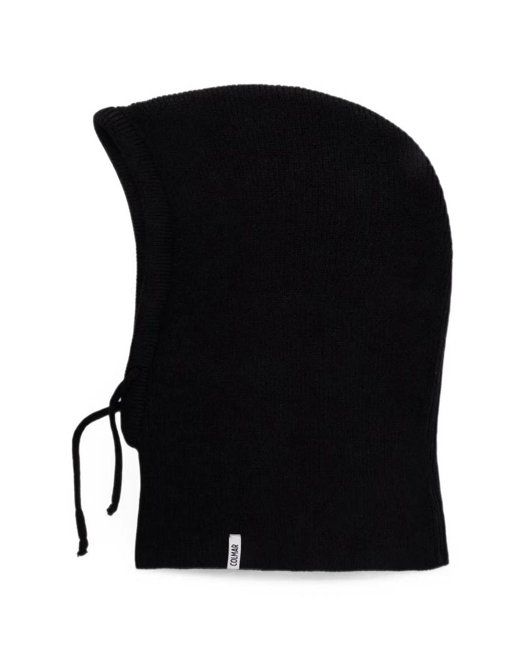 Colmar Black Ribbed-Knit Drawstring Balaclava