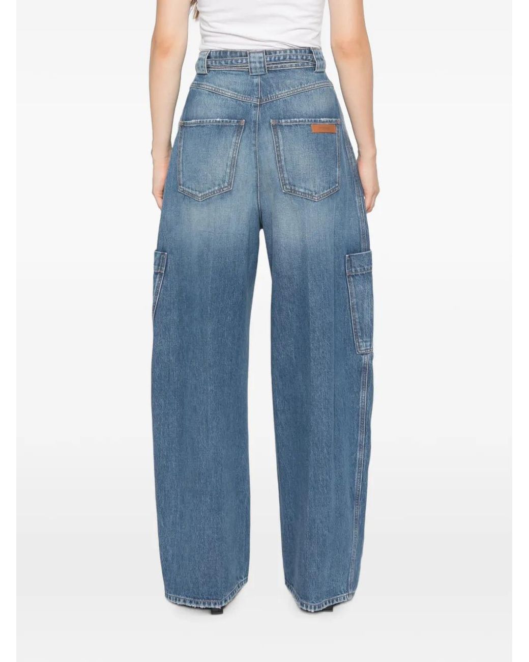 Sportmax Blue Oversized Denim Cargo Trousers