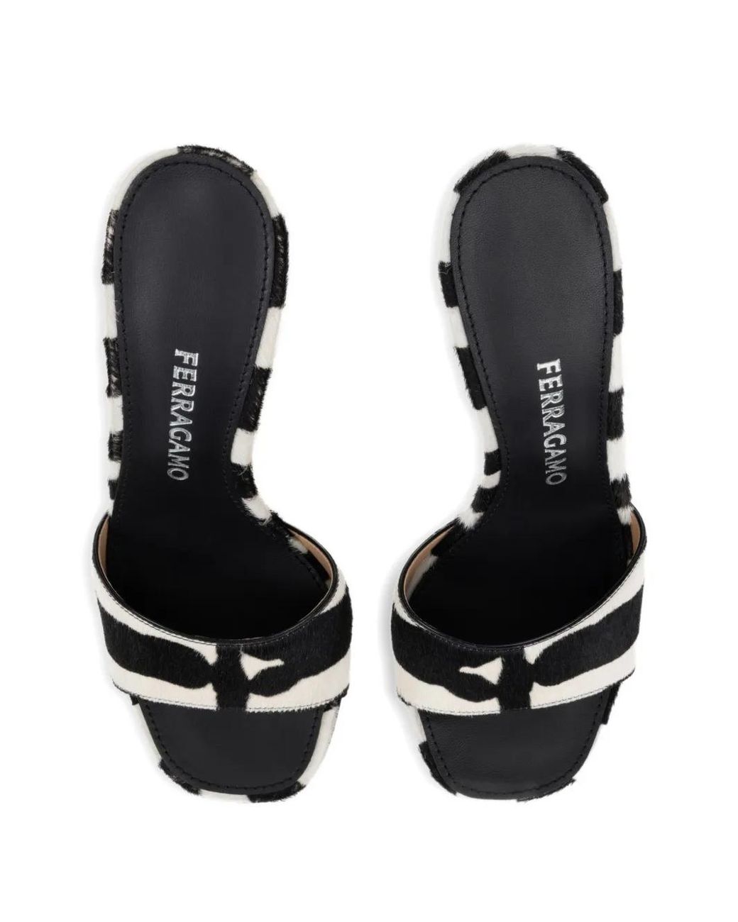 Ferragamo White Pony-Skin Heeled Slides