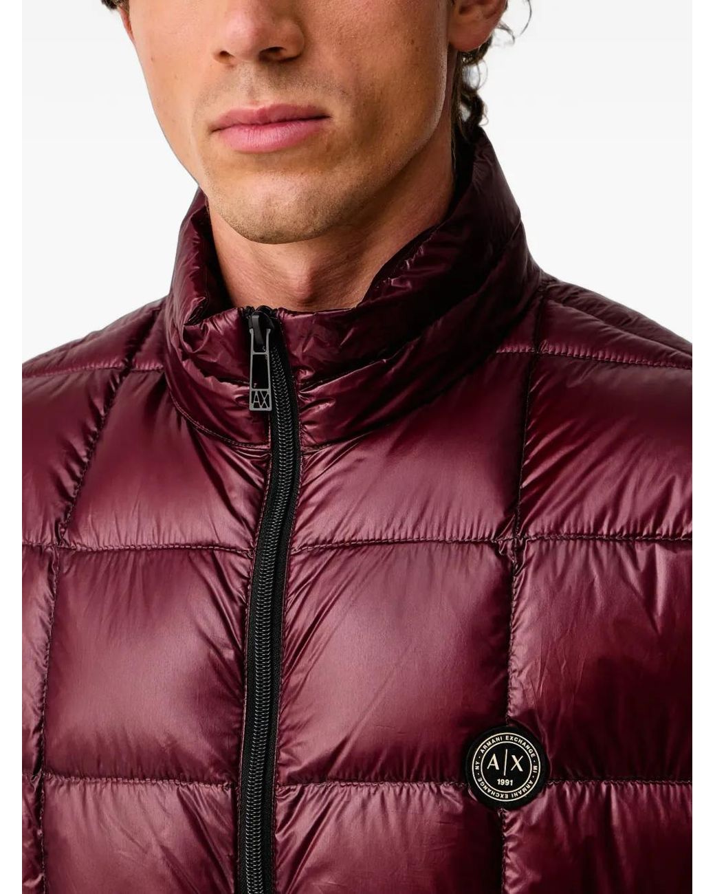 ARMANI EXCHANGE Red Nylon Down Quilted Gilet for men