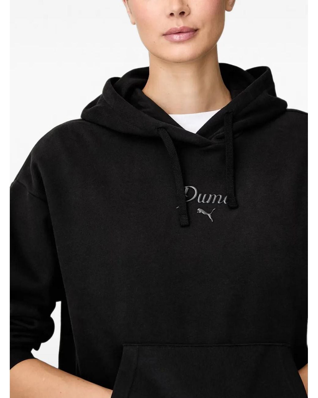 PUMA Black Logo-Print Hoodie