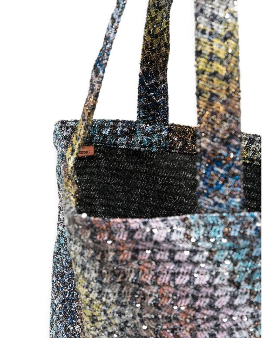 Missoni Blue Sequin-Embellished Zig-Zag Tote Bag