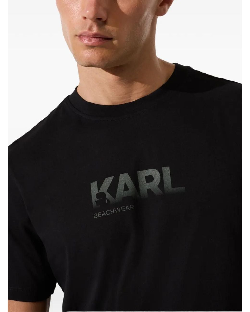 Karl Lagerfeld Black Ombre-Print Logo T-Shirt for men