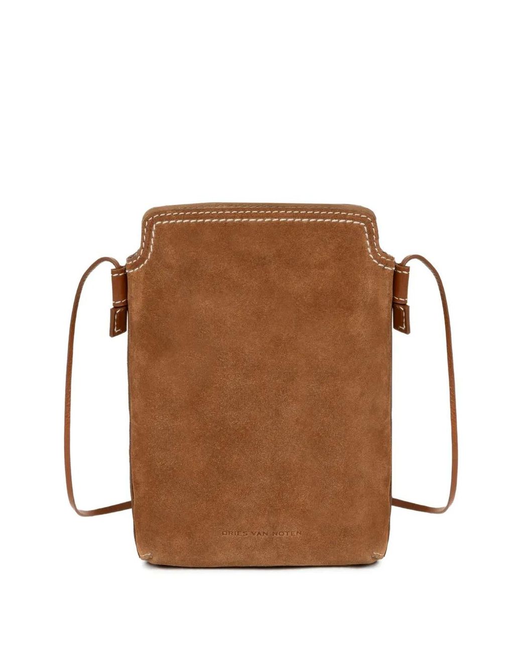 Dries Van Noten Brown Suede Phone Pouch for men