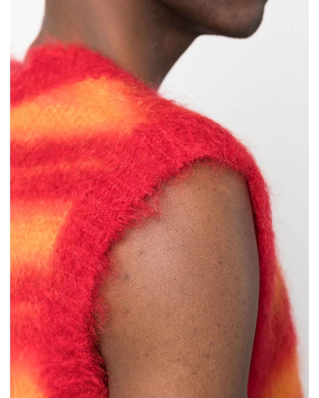 Marni Red Brushed-Mohair Striped Vest for men