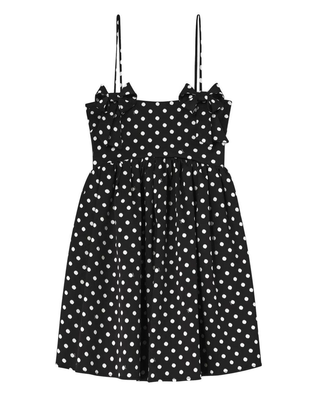 Ganni Black Printed Double Satin Mini Strap Dress
