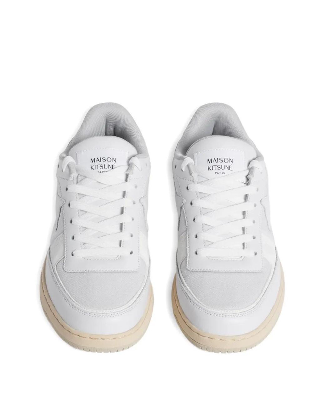 Maison Kitsuné White Chiru Fox-Patch Panelled Sneakers