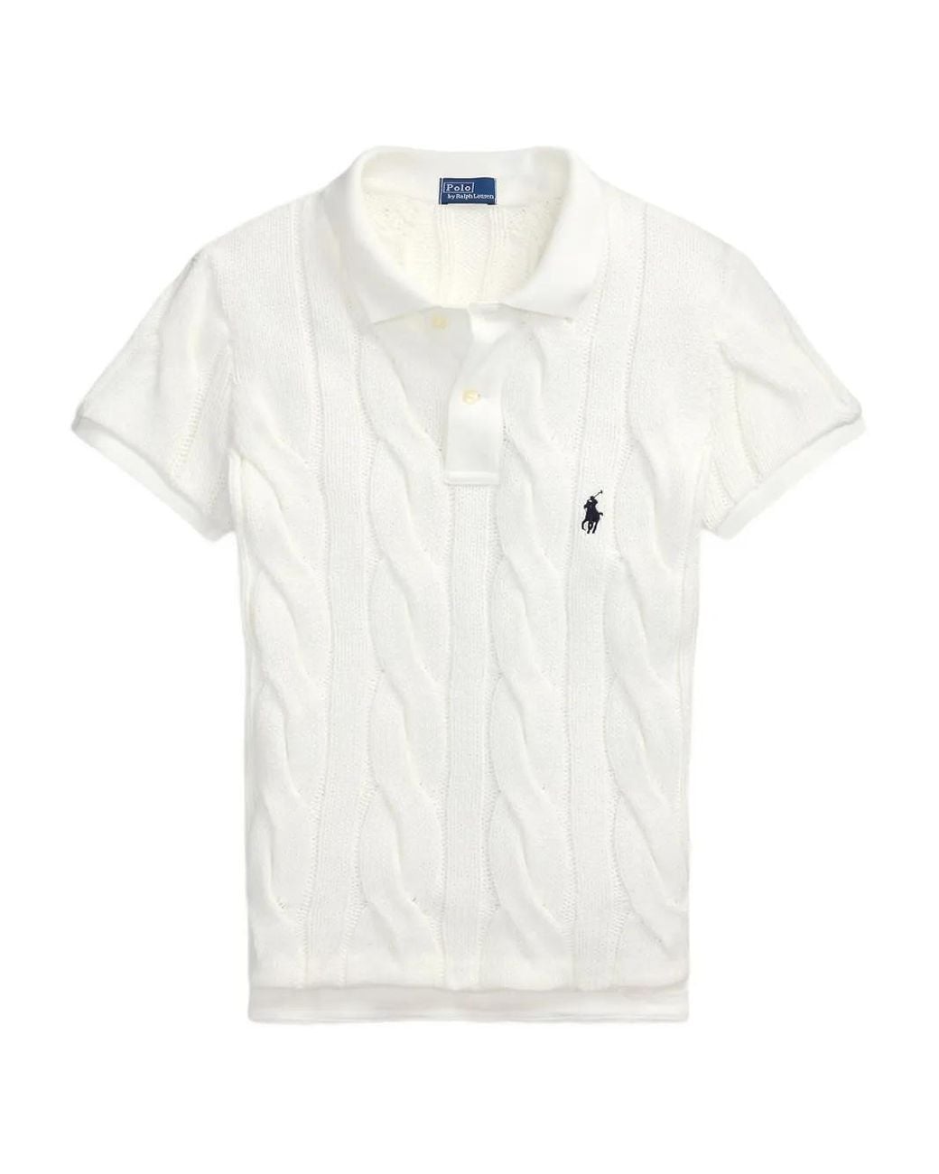 Polo Ralph Lauren White Cable-Knit Polo Top