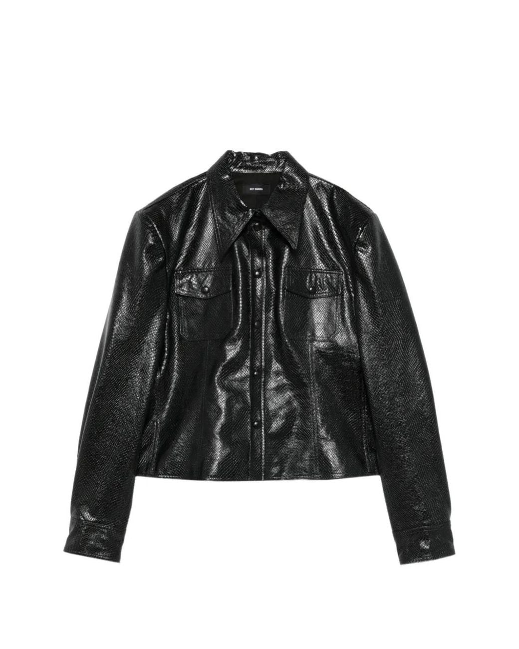Willy Chavarria Black Snakeskin-Effect Button-Up Jacket for men