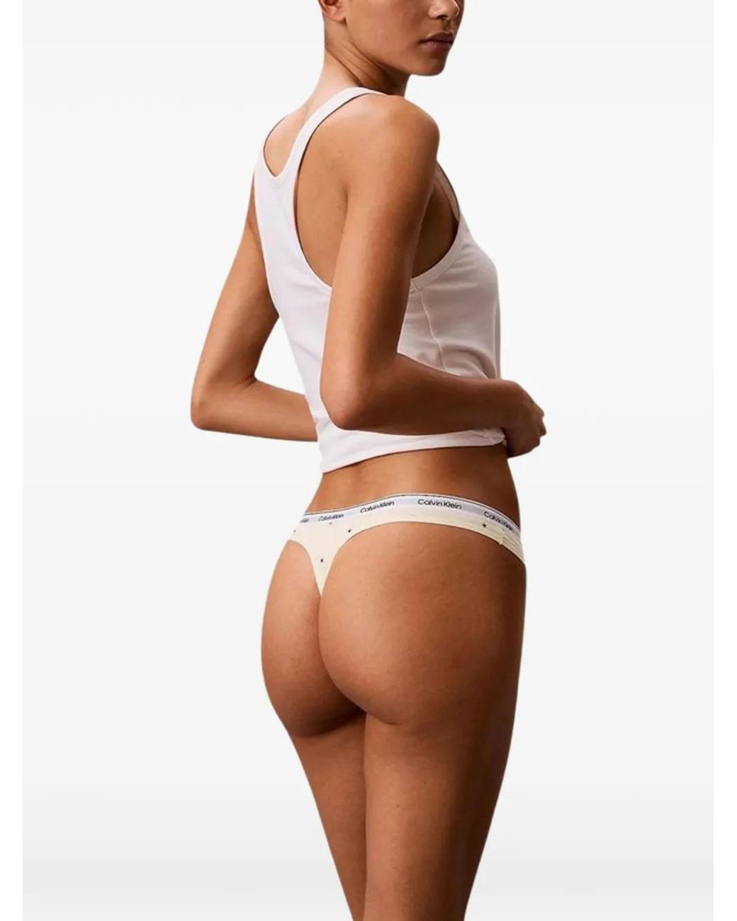 Calvin Klein Vijf Strings Met Logotailleband in het Blue