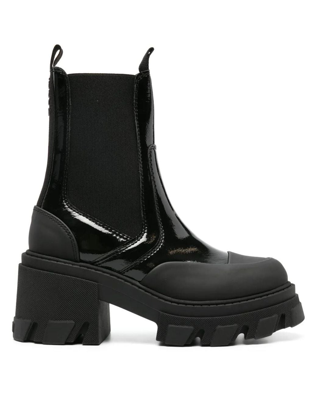 Ganni Black Chunky Logo Ankle Boots