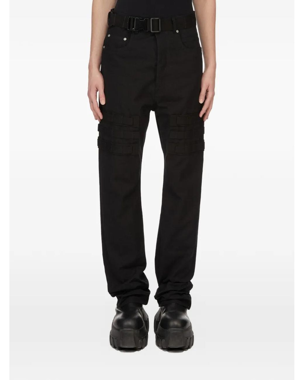 Rick Owens Black Geth Belted Cargo Trousers for men