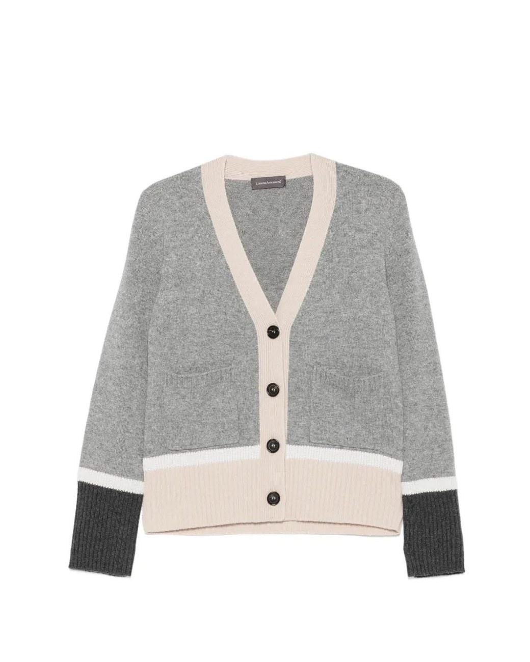 Lorena Antoniazzi Gray Cardigan Colour Block À Boutonnière
