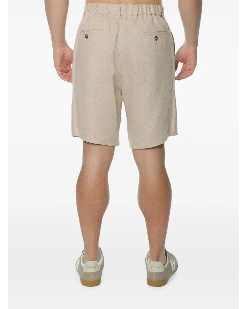 Trussardi Natural Elasticated-Waist Linen Shorts for men
