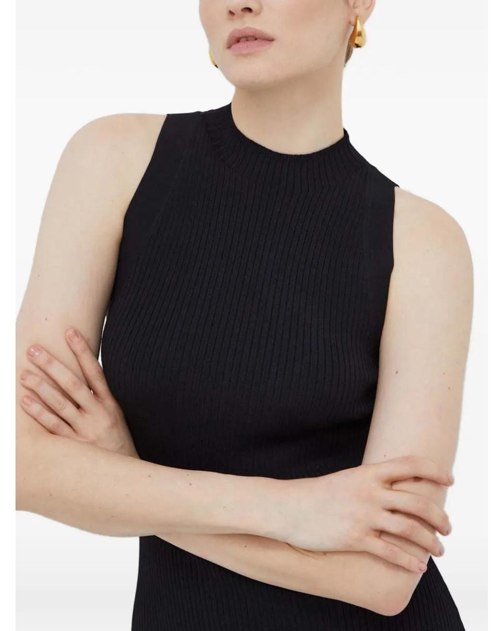 IVY & OAK White Klaudia Ribbed Split Midi Dress