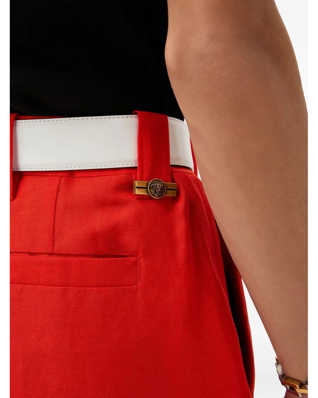 Versace Red Wool-Linen Formal Pants for men