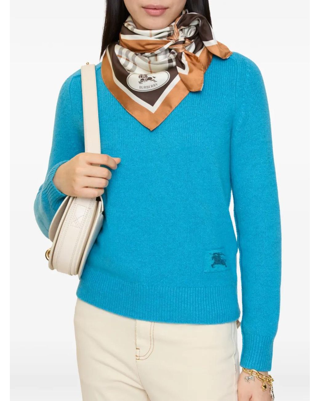 Burberry Natural Check Knight Stamp Silk Scarf