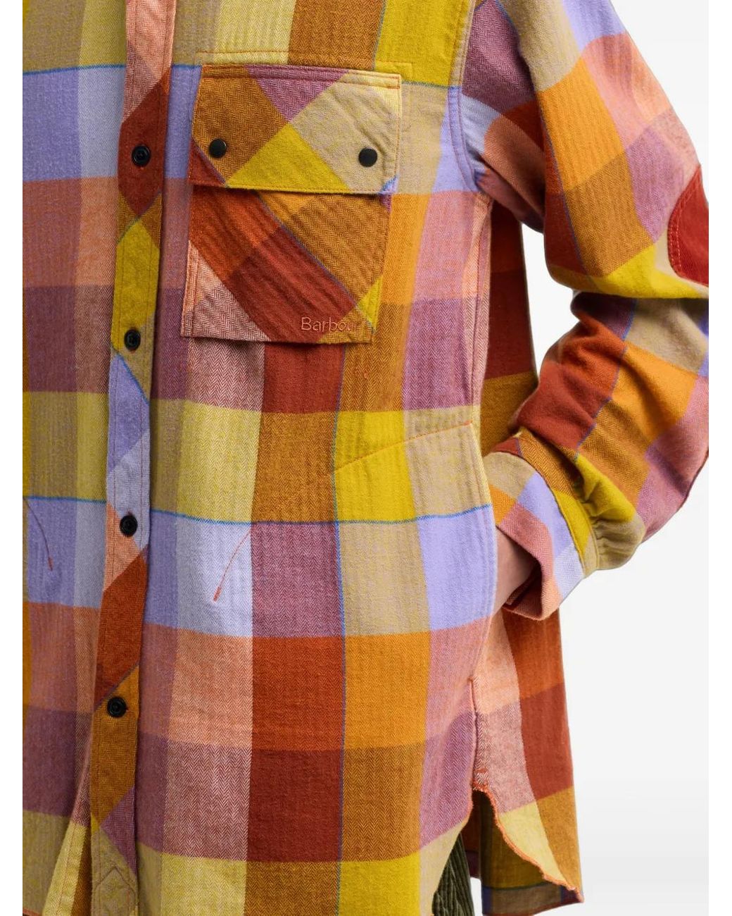 Barbour Orange X Norbit Checked Elbow-Patch Shirt for men