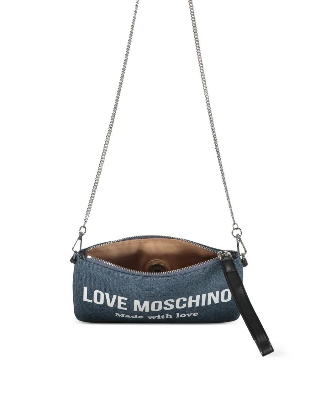 Love Moschino Blue Logo Strap Shoulder Bag