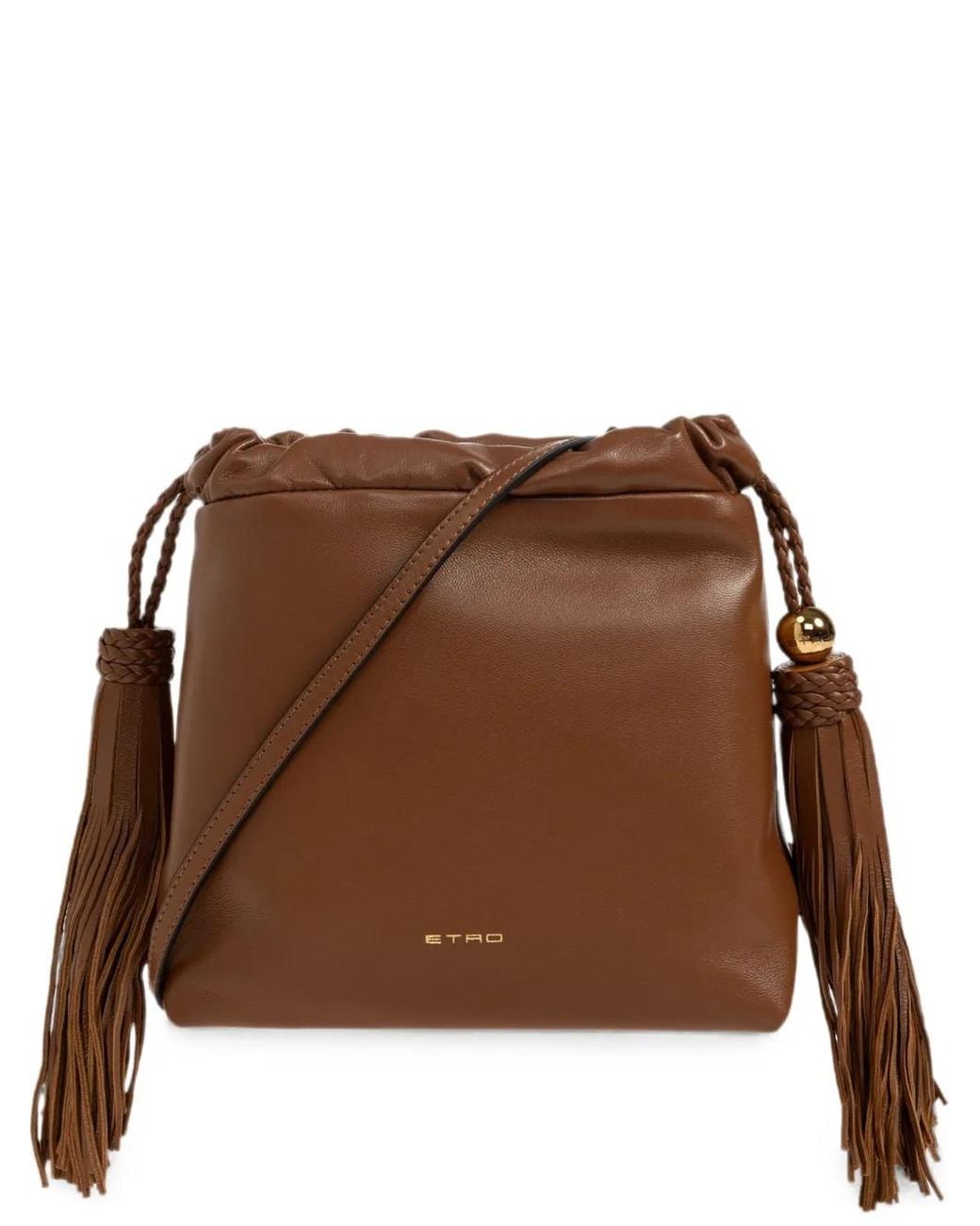 Etro Brown Mini Leather Kalispera Bag With Tassels