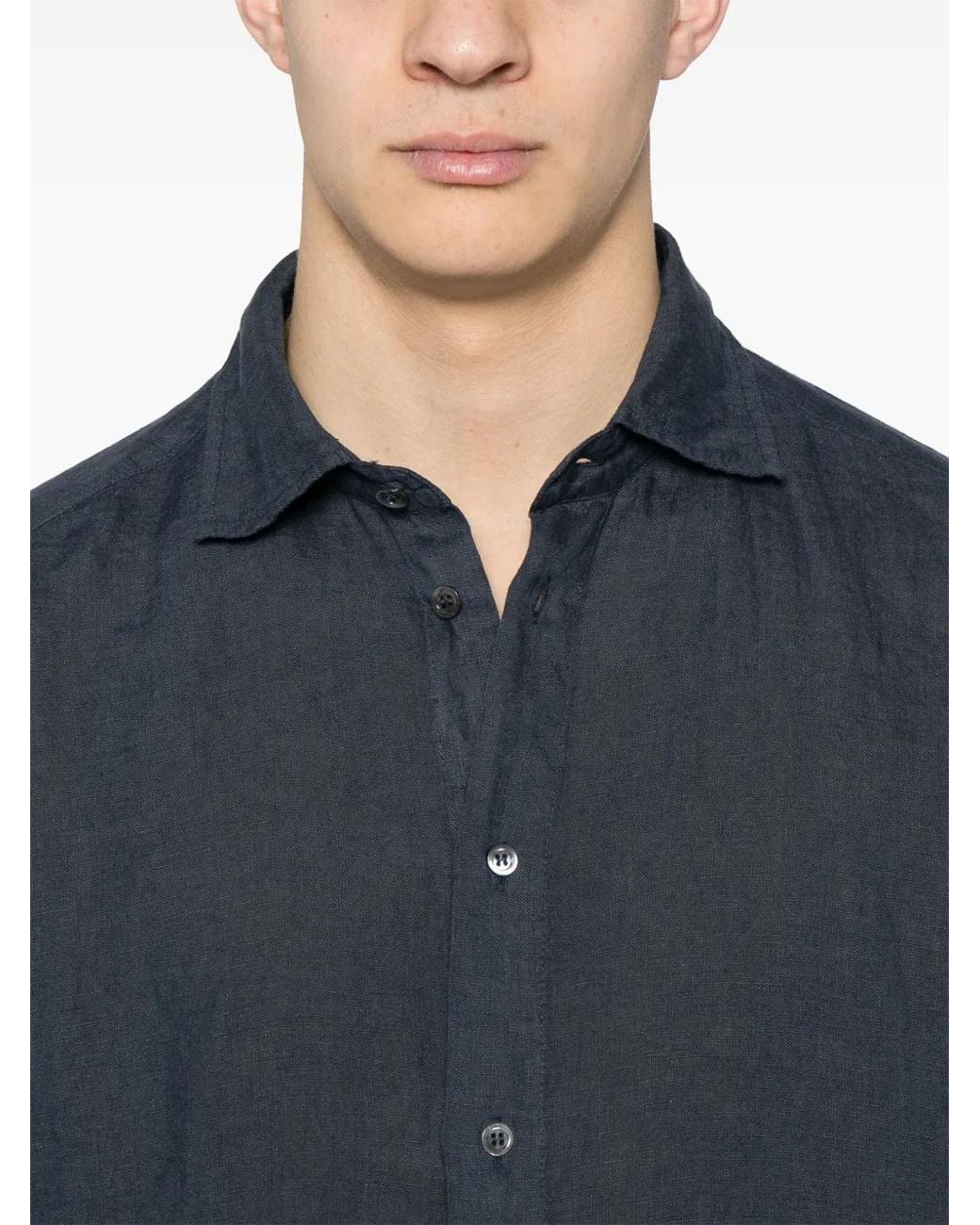 Barena Blue Linen Shirt for men