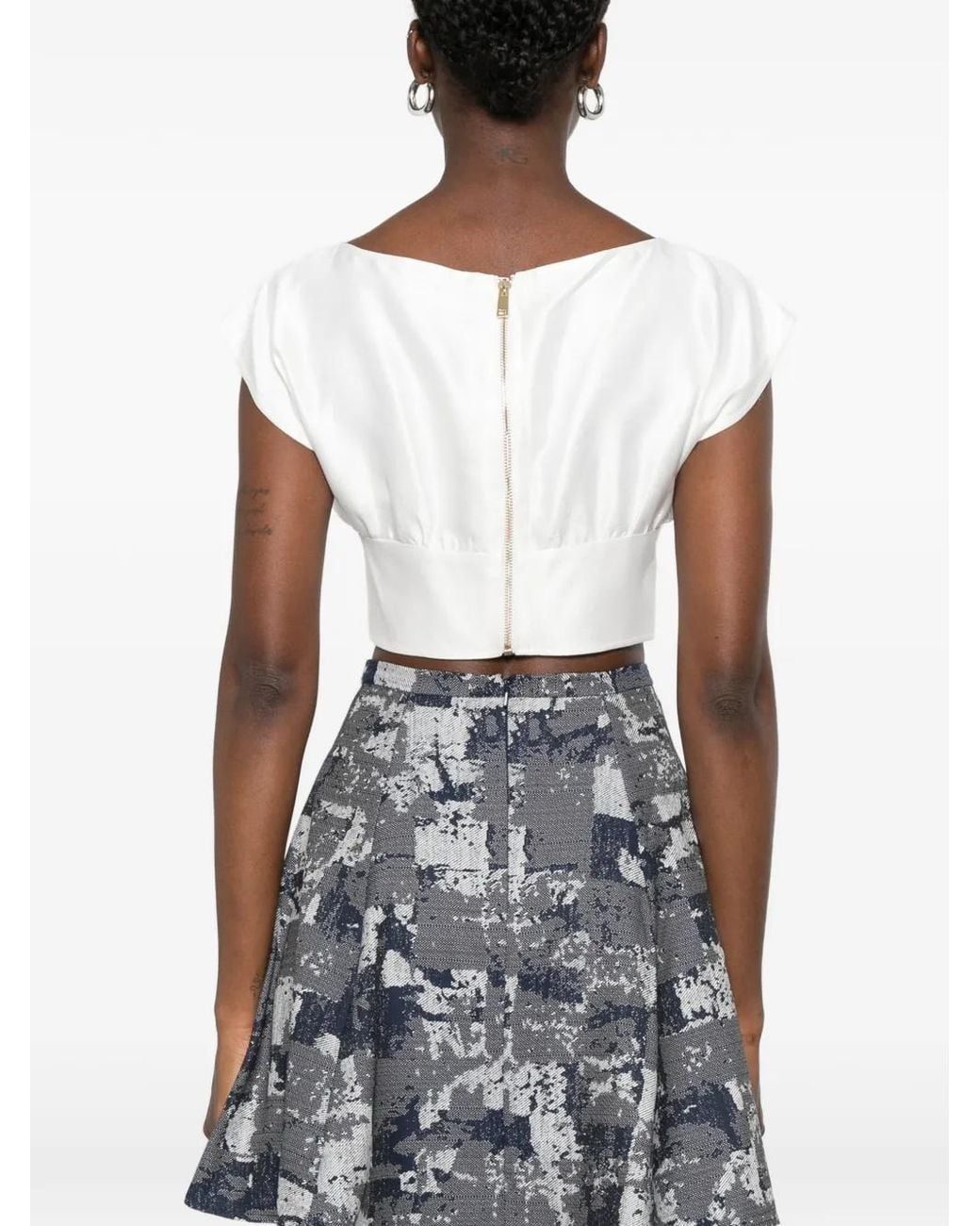 Leen Mougrhabi White Isla Boat-Neck Crop Top