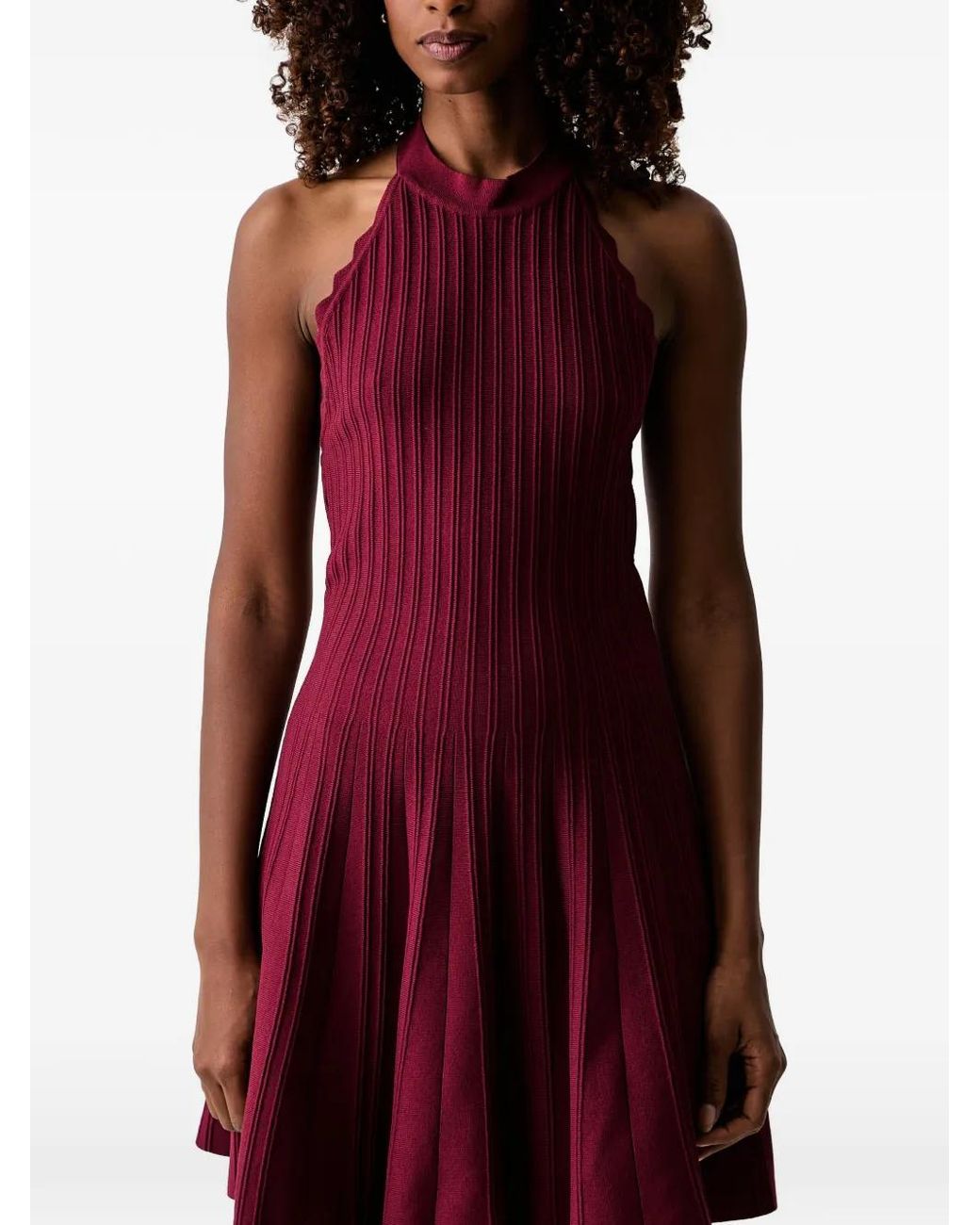 Morgan Red Halterneck Ribbed Mini Dress