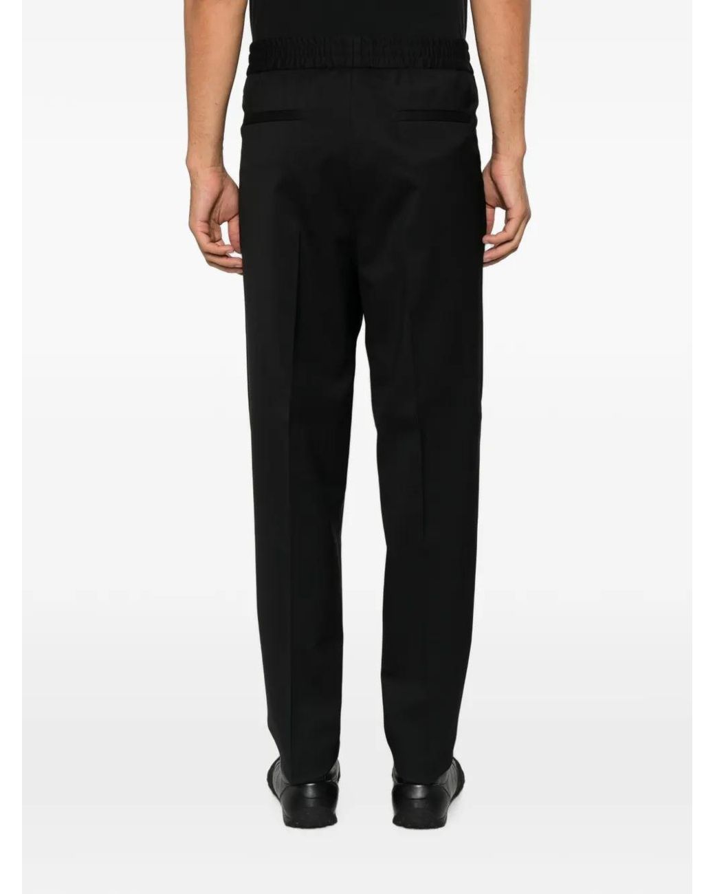 Zegna Black Pleated Elasticated-Waistband Trousers for men