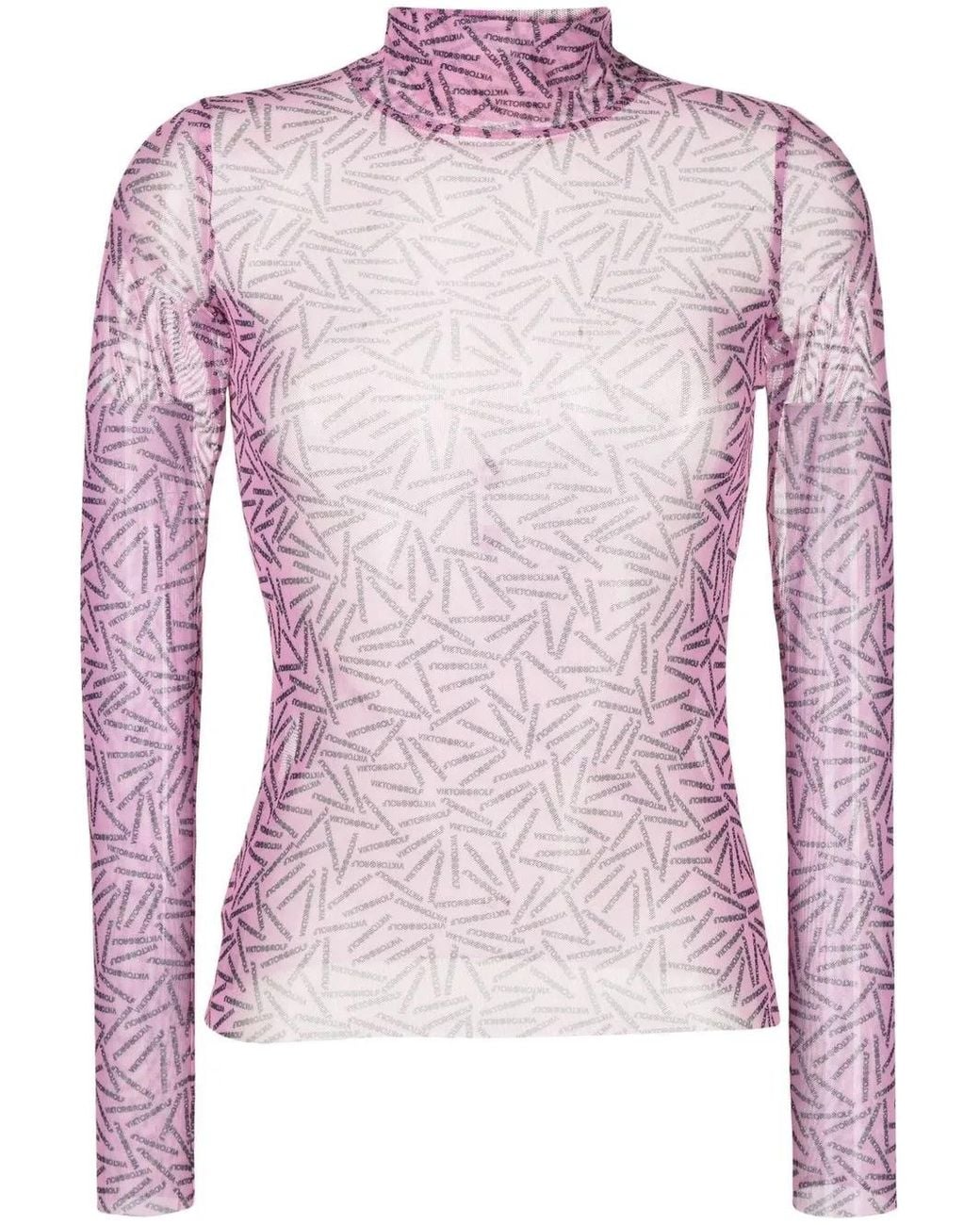 Top Semitransparente Con Logo Estampado Viktor & Rolf de color Pink