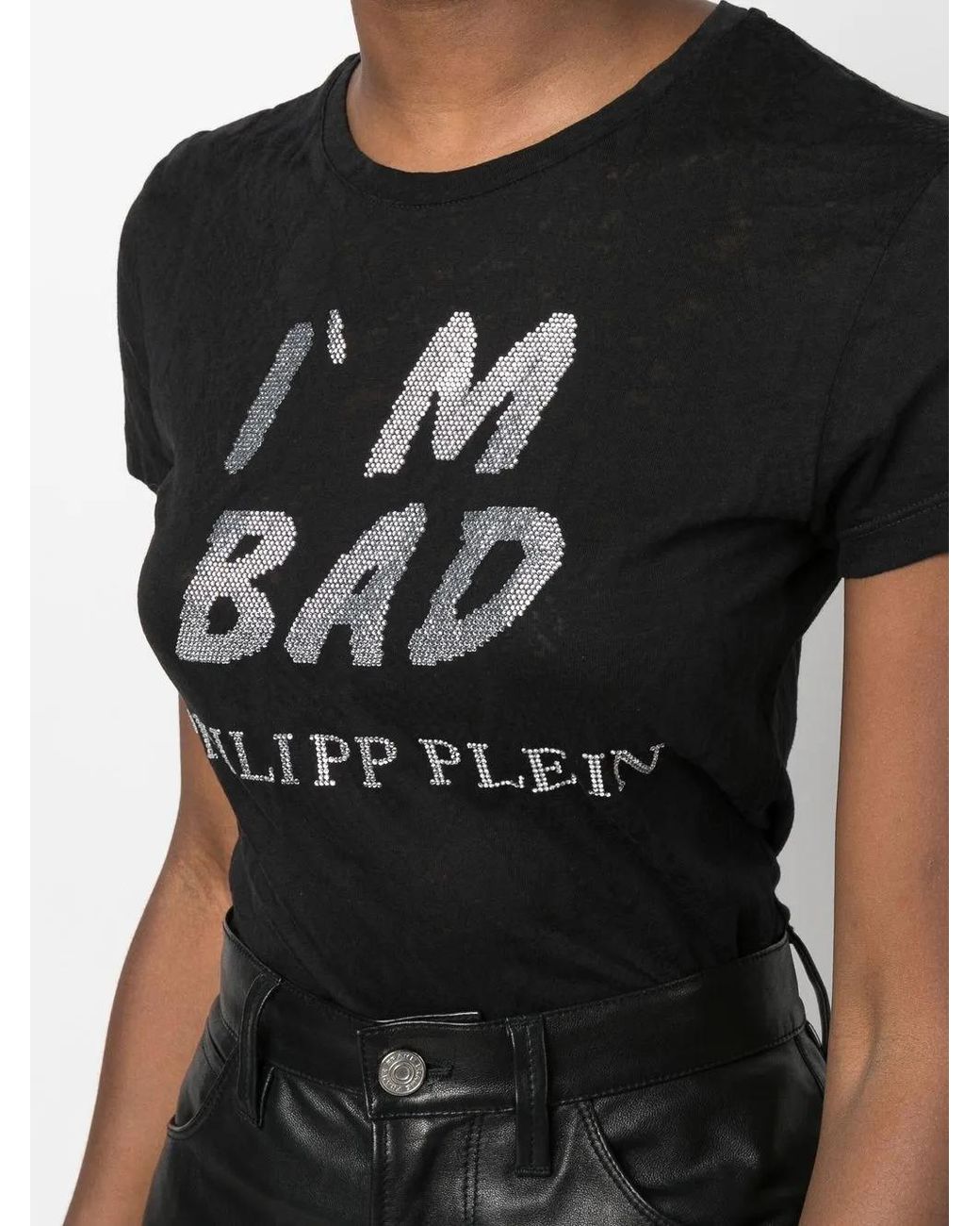 Philipp Plein Black Logo-Print Sequin-Detail T-Shirt
