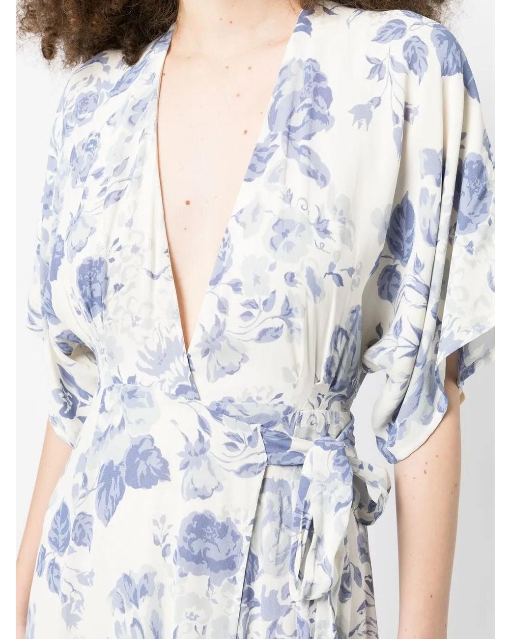 Reformation Blue Winslow Draped Wrap Dress