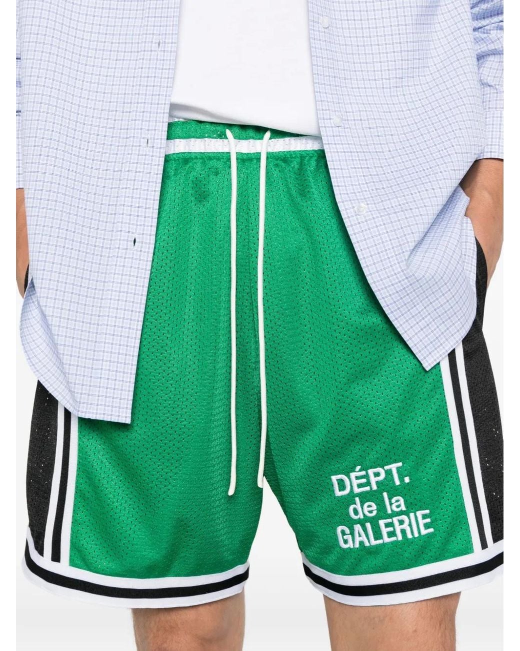 GALLERY DEPT. Green French-Logo Mesh Shorts for men