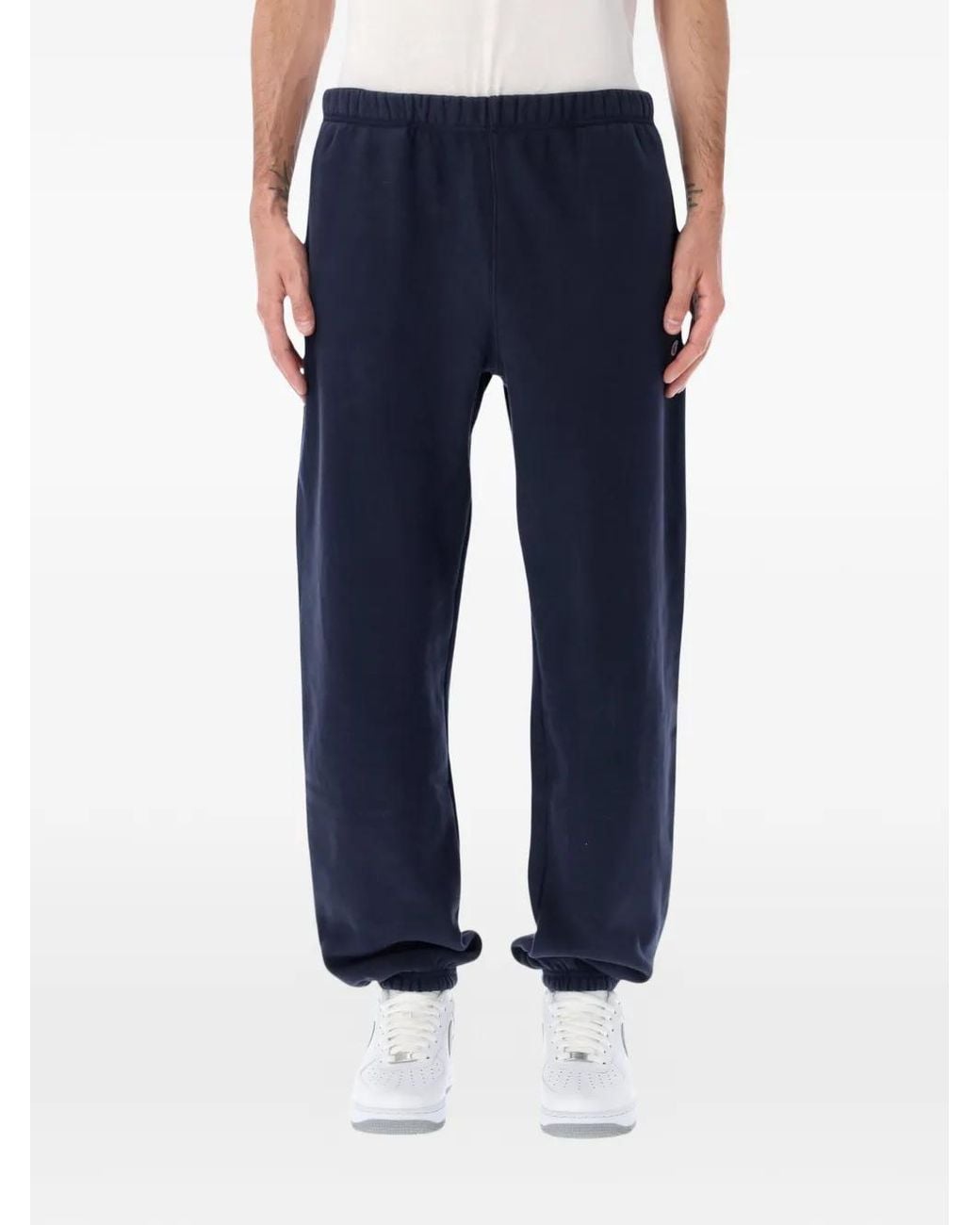 Champion Blue Logo-Patch Track Pants for men