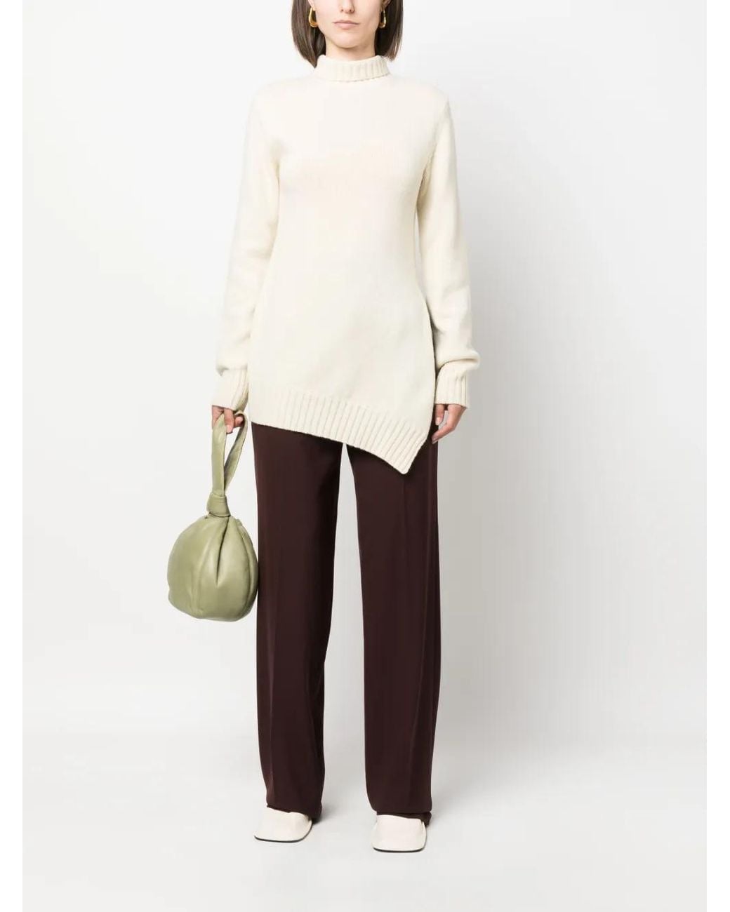 Jil Sander White Asymmetric-hem Jumper