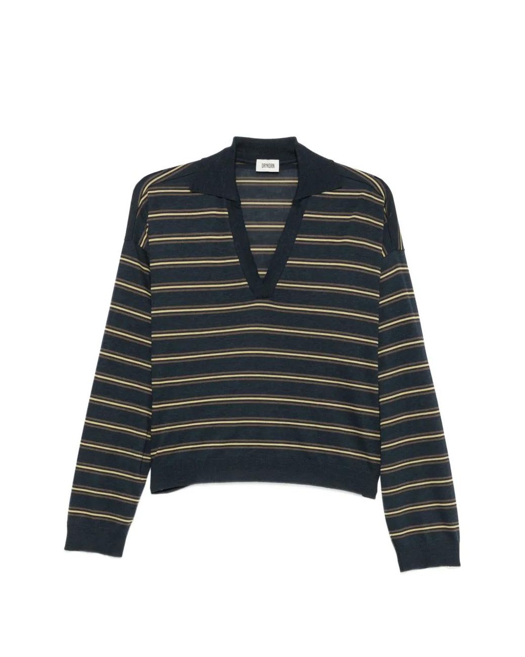 Drykorn Black Striped V-Neck Top