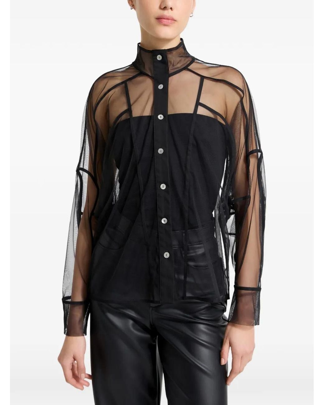 MARCELLA Black Lane Mesh-Seam Shirt