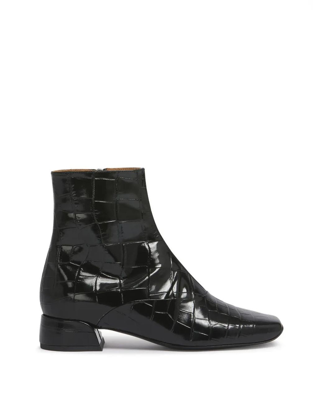 Marni Black Croc-Effect Ankle Boots