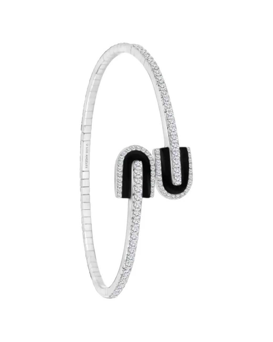 UNION LOS ANGELES White U Duo Diamond And Onyx Bracelet