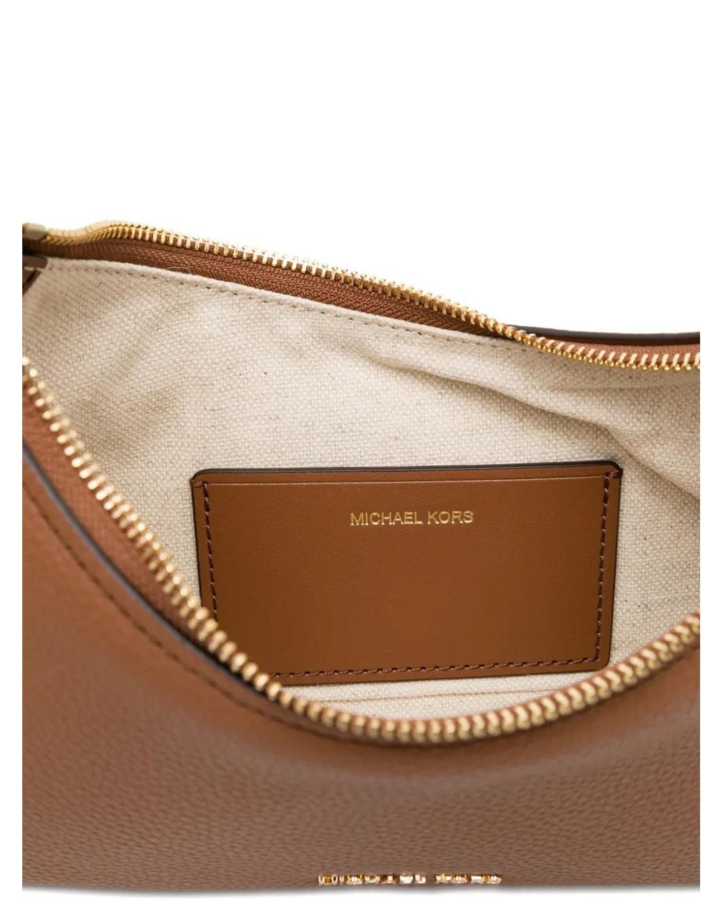 Michael Kors Brown Nolita Medium Pebbled Leather Chain Pochette