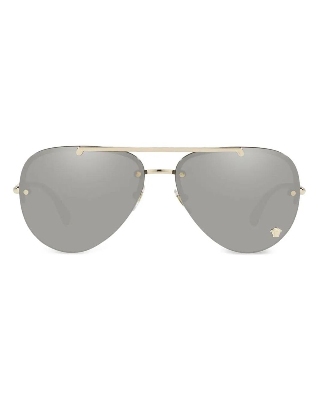 Versace Gray Pilot-Frame Sunglasses
