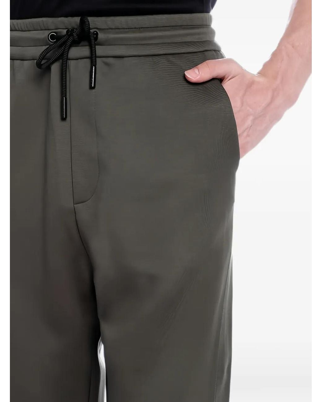 Giorgio Armani Black Drawstring Logo-Patch Track Pants for men