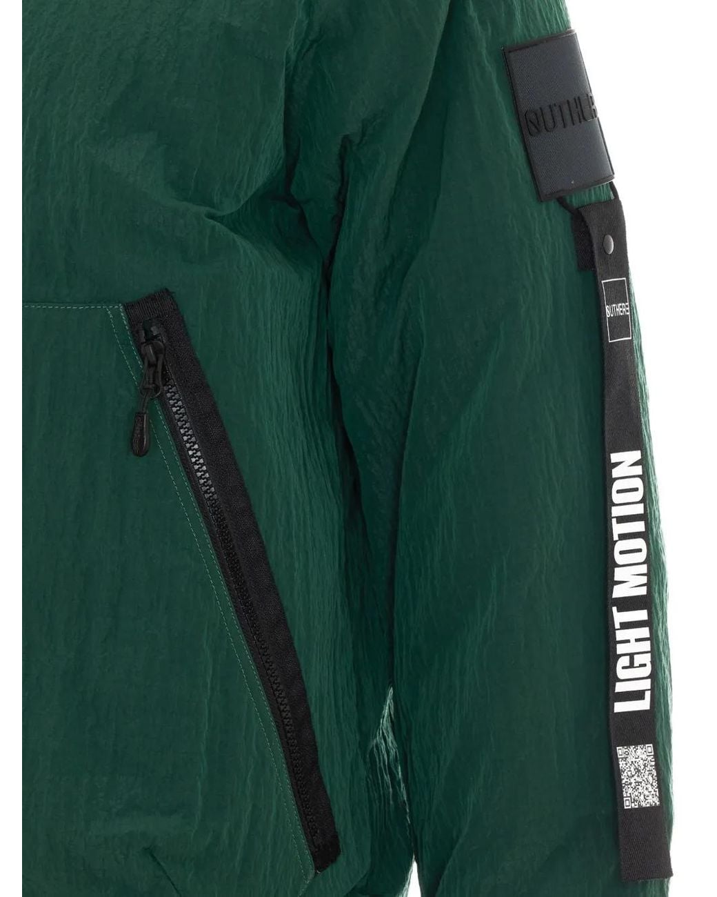 OUTHERE Green Logo-Patch Hooded Jacket for men