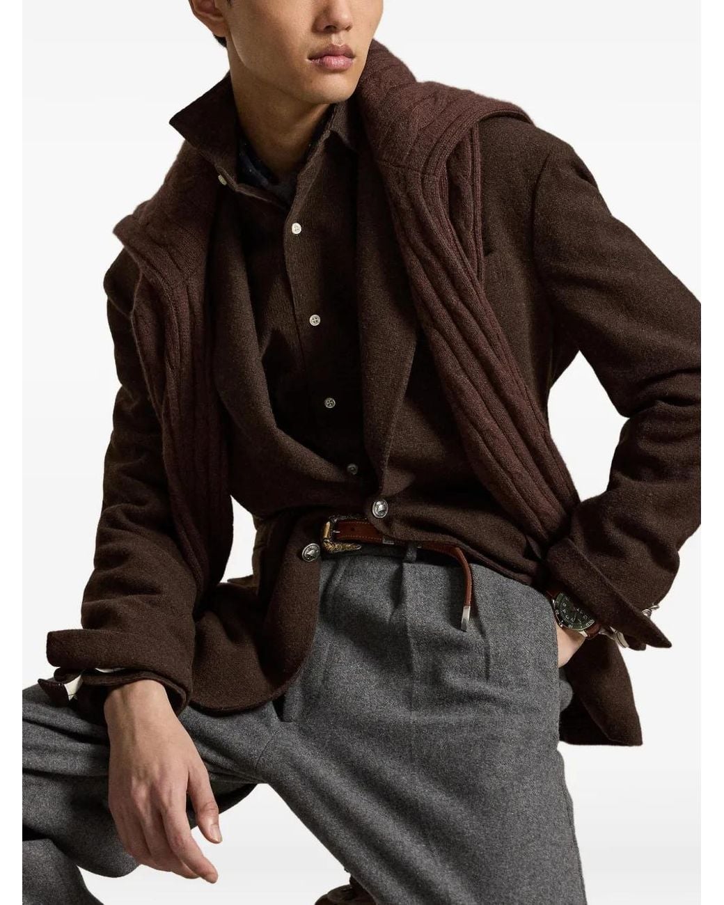 Polo Ralph Lauren Brown Custom Fit Stretch Corduroy Shirt for men