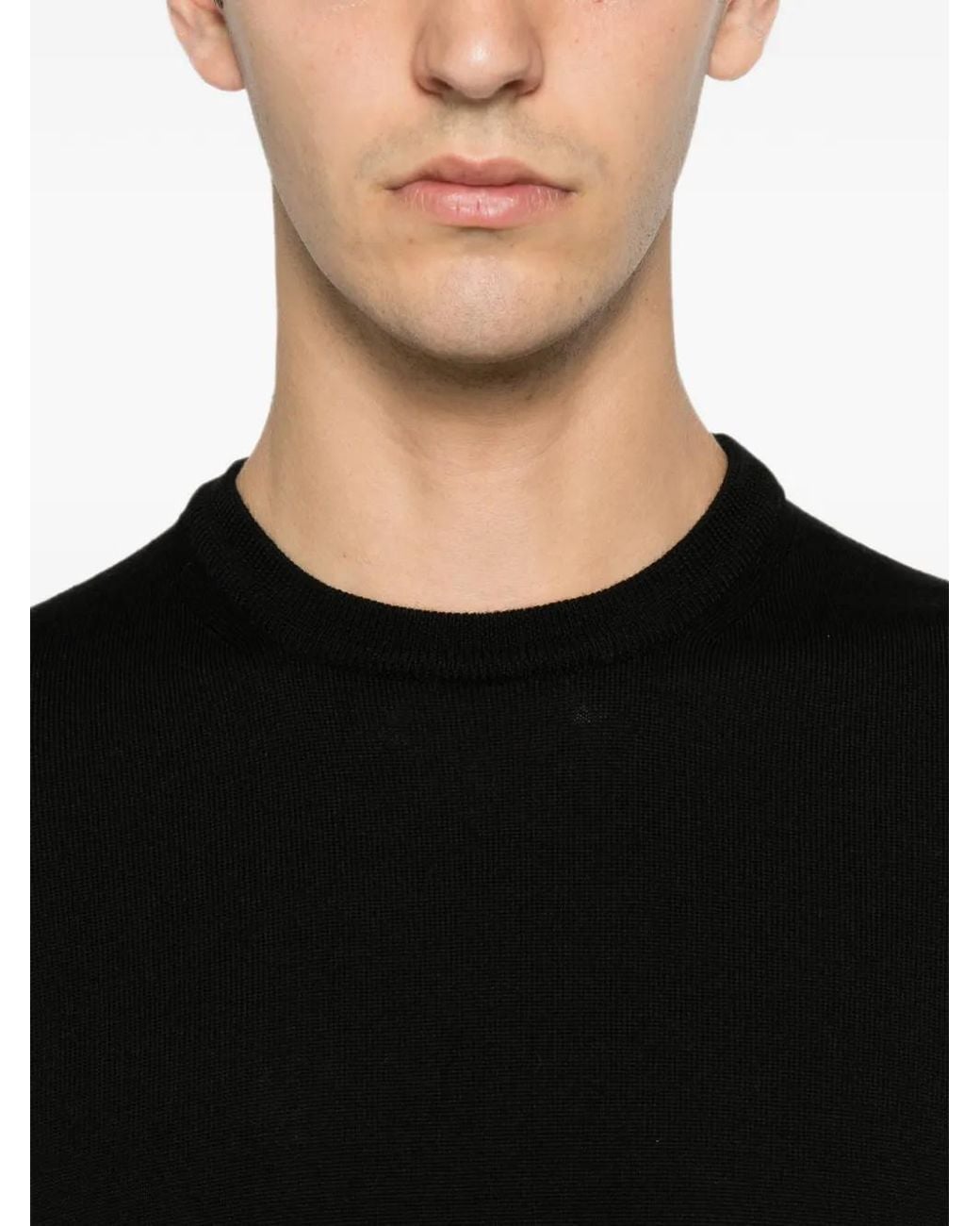 SERGIO MORETTI FIRENZE Black Crew-Neck Sweater for men