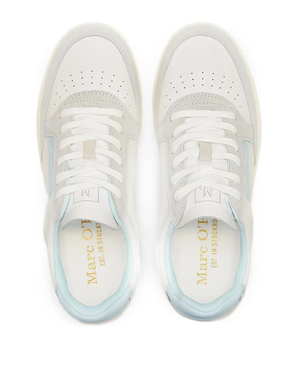 Marc O' Polo White Violeta Perforated Leather Low-Top Sneakers