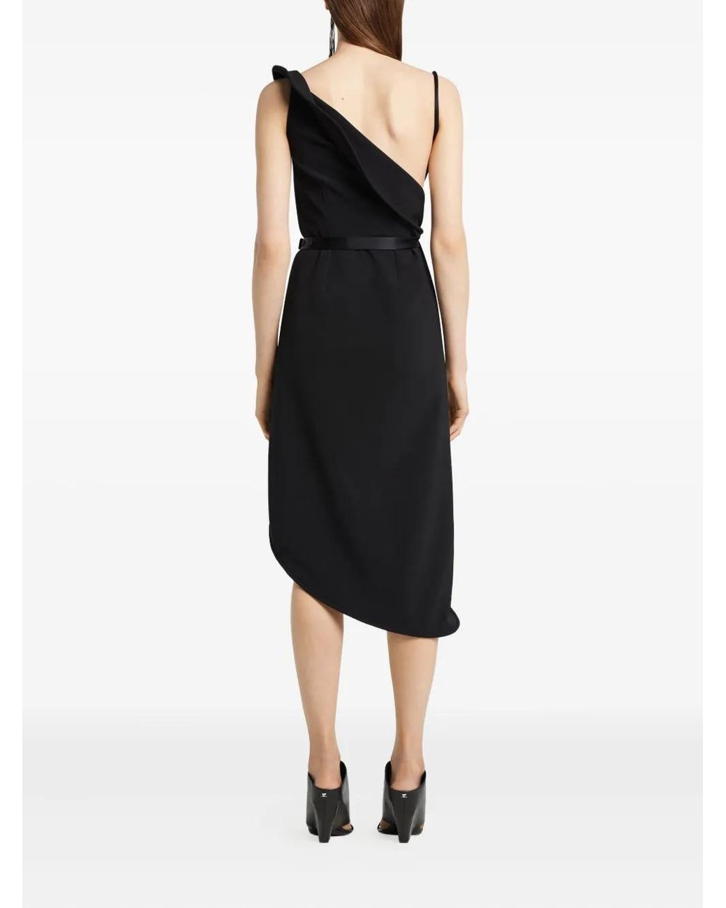Courreges Black Asymmetrical Crepe Dress