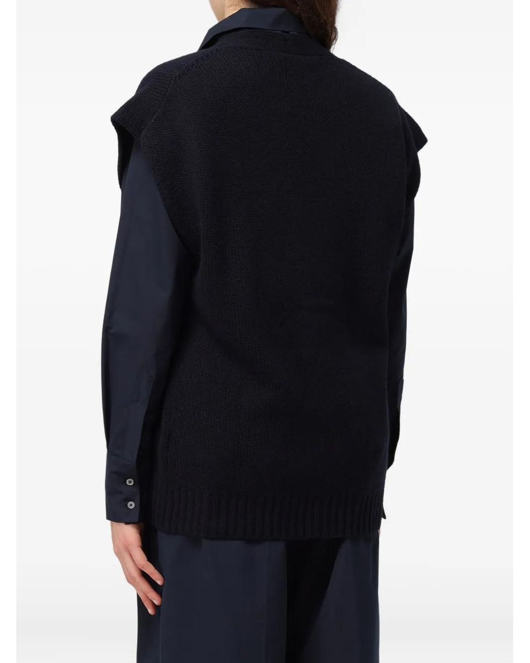 Fabiana Filippi Blue Buttoned Sleeveless Cardigan