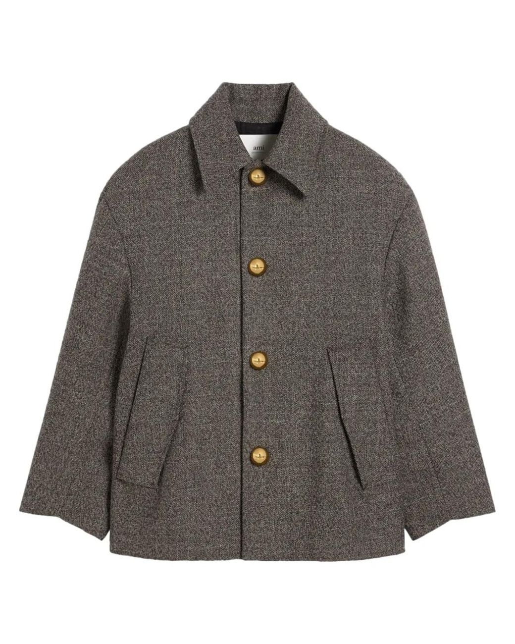 AMI Gray Belt-Detailed Coat