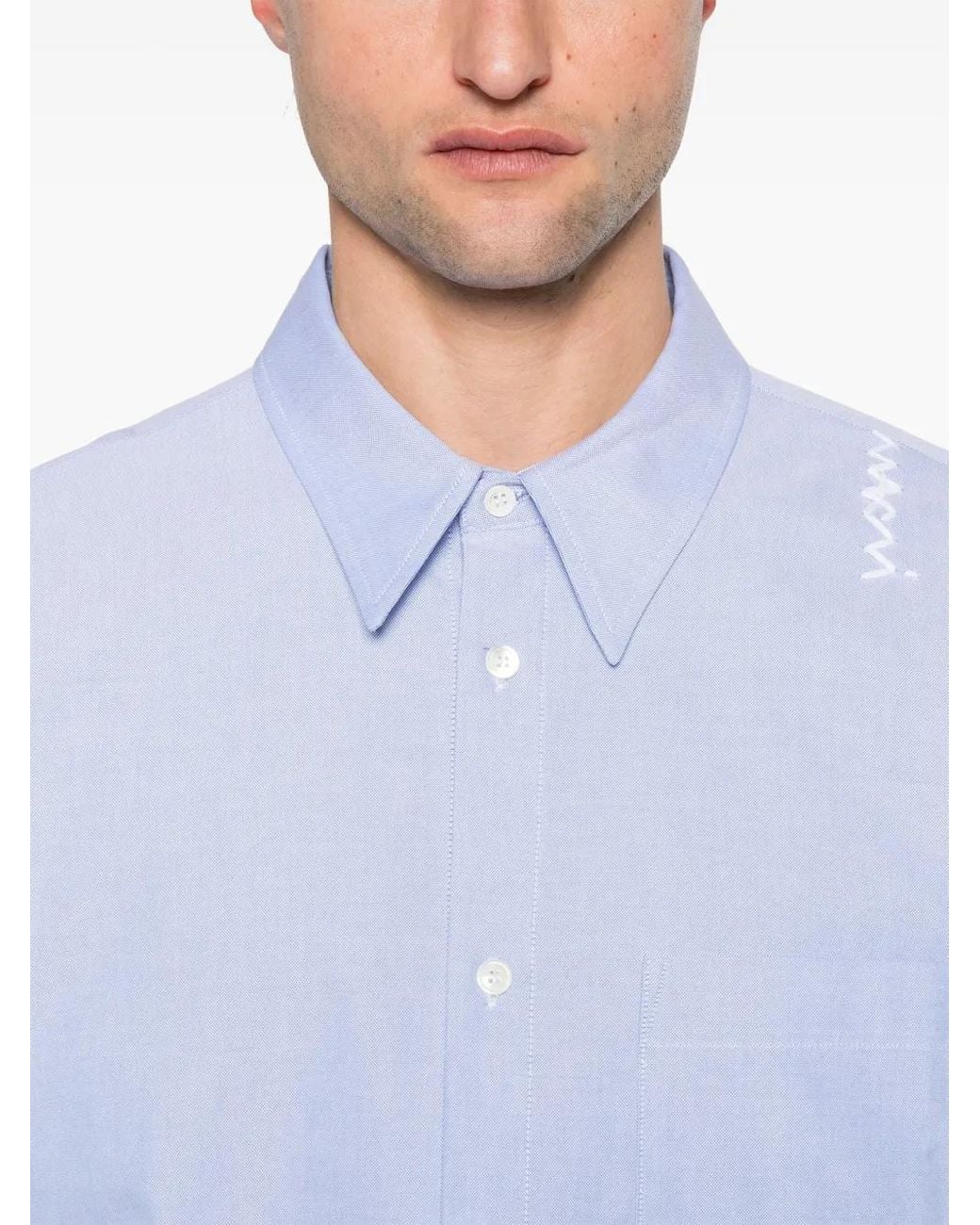 Marni White Logo-Embroidered Shirt for men